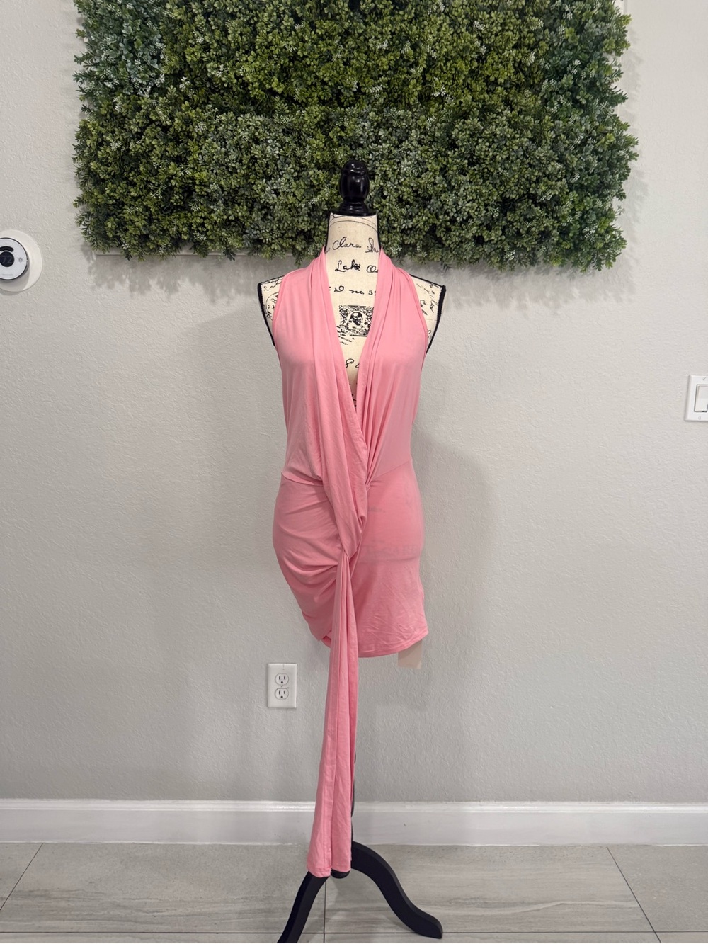 Pink Twist-Front Halter Mini Dress